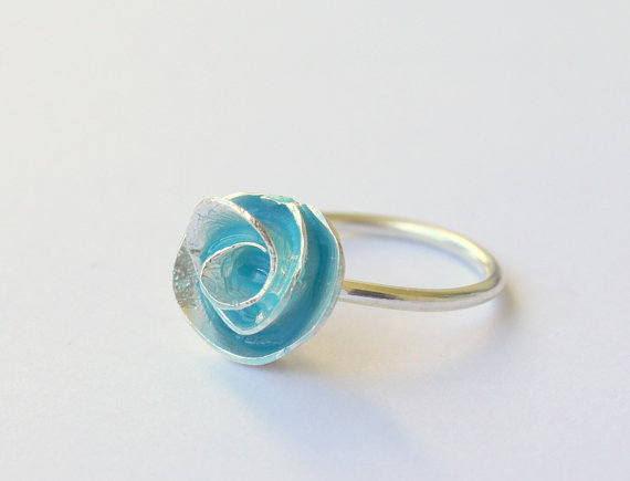 Turquoise Custom Rose Ring Enamel