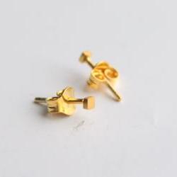 2mm Tiny Dainty Simple Geometric Square Stud Earrings Gold Plated Sterling