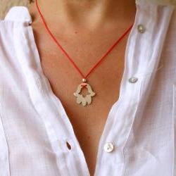 Modern Hamsa Hand Red Cord Knot Summer Fashion Necklace
